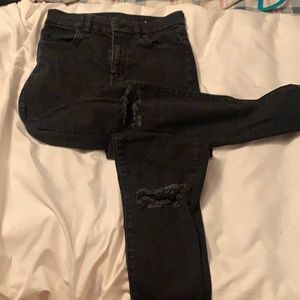 American eagle black distressed skinny jeans